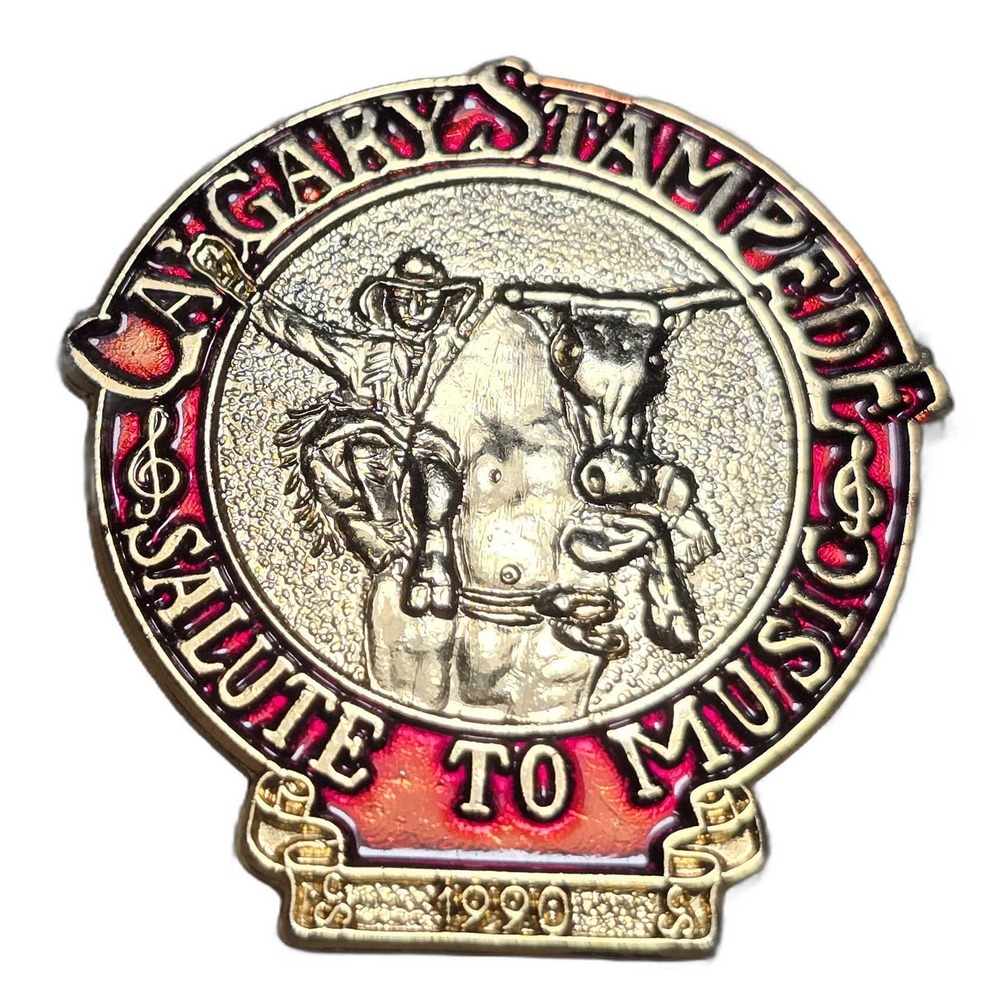 1990 Calgary Stampede Salute To Music Rodeo Alberta Lapel Vest Hat Pin E27